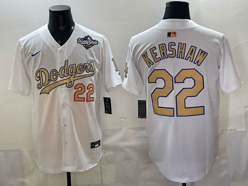 Men Los Angeles Dodgers #22 Kershaw White Gold 2026 Nike Game MLB Jersey 0082